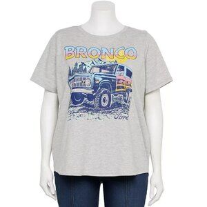 Ford Bronco womens NWT tee 2X gray color pop short sleeve crew neck